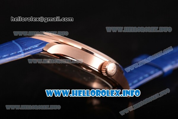 IWC Portuguese Asia 6497 Manual Winding Rose Gold Case with Blue Dial and Arbaic Numeral Markers - Click Image to Close