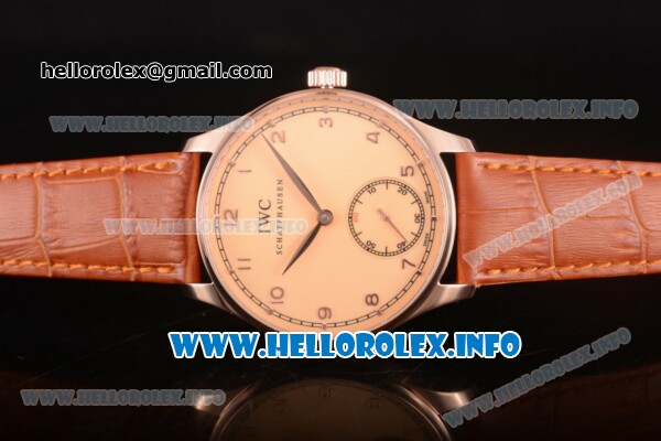 IWC Portuguese Asia 6497 Manual Winding Rose Gold Case with Champagne Dial and Arbaic Numeral Markers - Click Image to Close