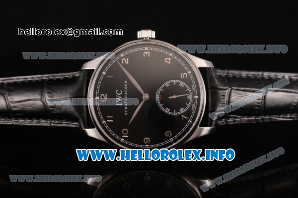 IWC Portuguese Asia 6497 Manual Winding Steel Case with Black Dial and Arbaic Numeral Markers - Click Image to Close