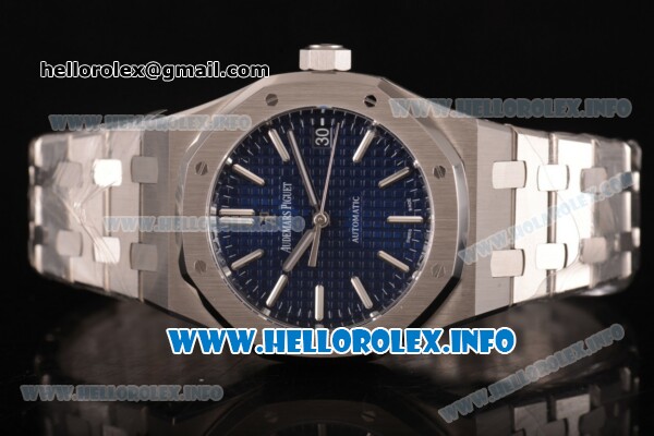 Audemars Piguet Royal Oak Clone AP Calibre 3120 Automatic Full Steel with Blue Dial and Silver Stick Markers (ZF) - Click Image to Close