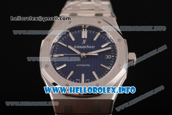 Audemars Piguet Royal Oak Clone AP Calibre 3120 Automatic Full Steel with Blue Dial and Silver Stick Markers (ZF) - Click Image to Close