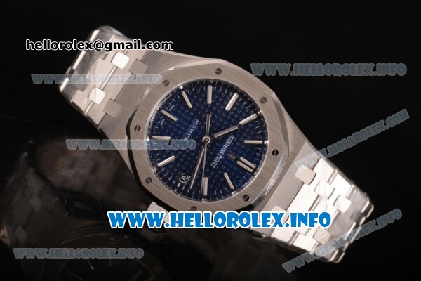 Audemars Piguet Royal Oak Clone AP Calibre 3120 Automatic Full Steel with Blue Dial and Silver Stick Markers (ZF) - Click Image to Close