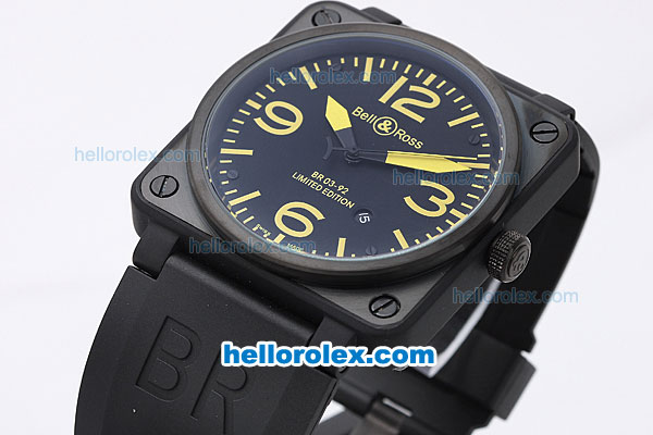 Bell & Ross BR 03-92 Automatic Movement with Black Case and Dial-Yellow Marking - Click Image to Close