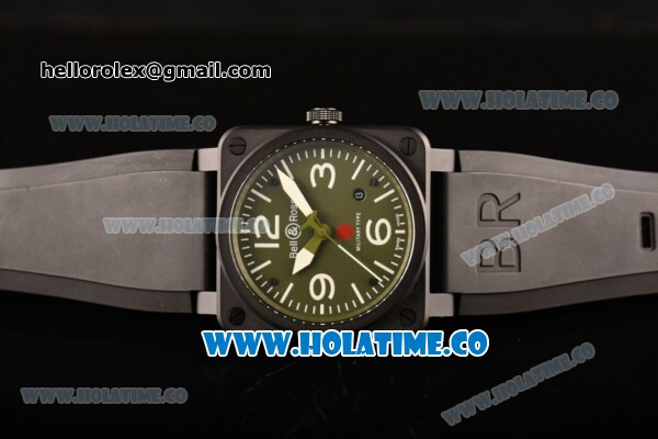 Bell&Ross BR 03-92 Ltd Limited Edition Miyota 9015 Automatic PVD Case with Army Green Dial and White Stick/Arabic Numeral Markers - Click Image to Close