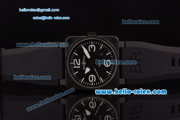Bell&Ross BR03-92 4813 Automatic PVD Case with White Stick/Numeral Markers and Black Rubber Strap ETA Coating - Click Image to Close