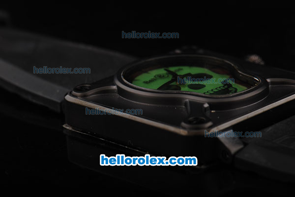 Bell & Ross BR 01-94 Automatic Movement with PVD Case and Green skeleton Dial-Black Rubber Strap - Click Image to Close