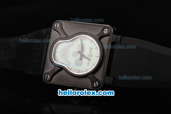 Bell & Ross BR 01-94 Automatic Movement with PVD Case and Green skeleton Dial-Black Rubber Strap - Click Image to Close