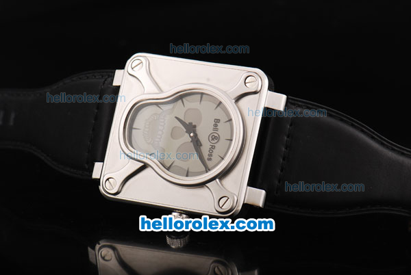 Bell & Ross BR 01-94 Automatic Movement with Silver Case and skeleton Dial-Black Leather Strap - Click Image to Close