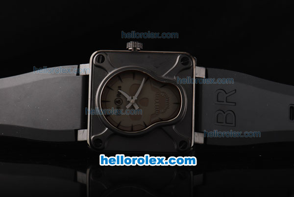 Bell & Ross BR 01-94 Automatic Movement with PVD Case and Grey skeleton Dial-Black Rubber Strap - Click Image to Close