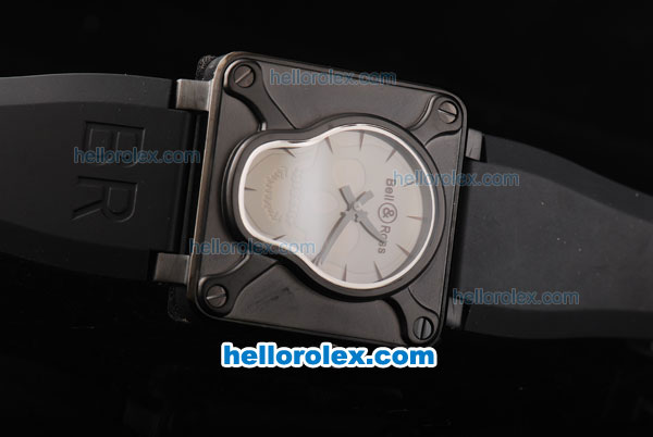 Bell & Ross BR 01-94 Automatic Movement with PVD Case and Grey skeleton Dial-Black Rubber Strap - Click Image to Close