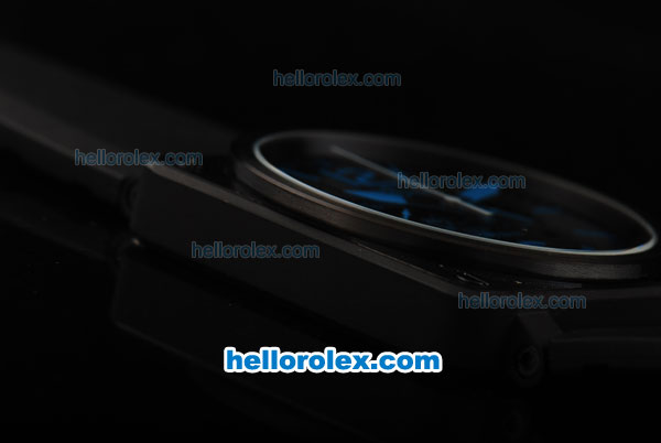 Bell & Ross BR 03-94 Quartz Movement PVD Case with Black Dial and Blue Marker-Black Rubber Strap - Click Image to Close