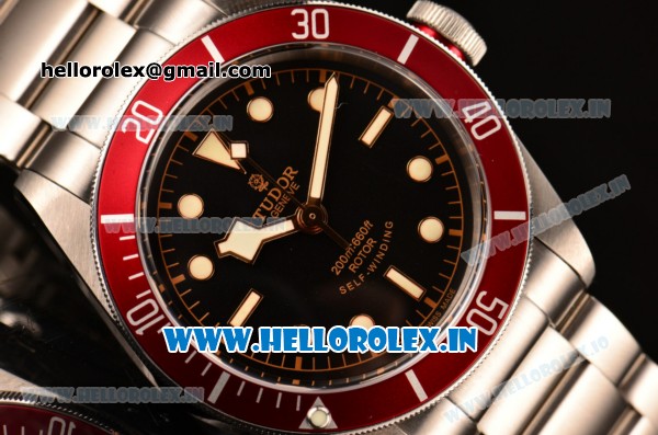 Tudor Heritage Black Bay Swiss ETA 2824 Automatic Steel Case/Strap with Red Bezel and Black Dial - 1:1 Original - Click Image to Close