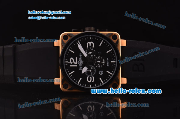 Bell & Ross BR 01-94 Chronograph Miyota Quartz Rose Gold Case with Black Dial and PVD Bezel - Click Image to Close
