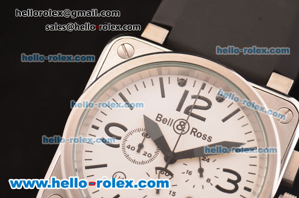 Bell & Ross BR 01-94 Chrono Miyota OS20 Quartz Steel Case with White Dial and Black Rubber Strap - Click Image to Close