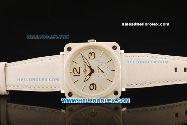 Bell & Ross BR-S Swiss ETA Quartz Ceramic Case with White Dial and Gold Markers - Click Image to Close