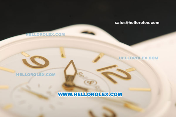 Bell & Ross BR-S Swiss ETA Quartz Ceramic Case with White Dial and Gold Markers - Click Image to Close