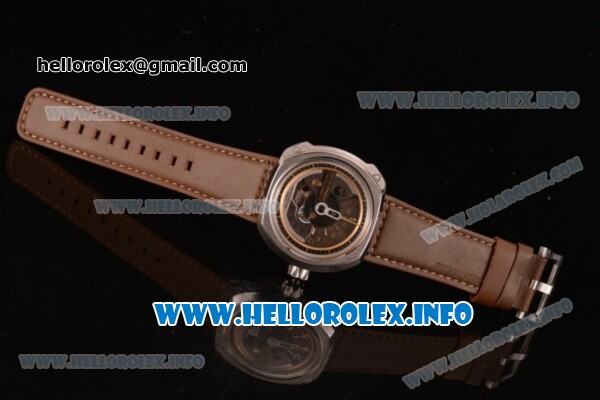 SevenFriday V2-01 Japanese Miyota 8215 Automatic Steel Case with Brown Dial Arabic Numeral Markers and Brown Leather Strap - Click Image to Close