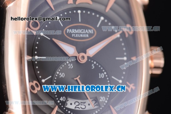 Parmigiani Kalpa Grande Clone Parmigiani PF331.01 Automatic Rose Gold Case with Black Dial Stick/Arabic Numeral Markers and Brown Leather Strap - Click Image to Close