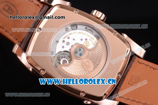 Parmigiani Kalpa Grande Clone Parmigiani PF331.01 Automatic Rose Gold Case with Black Dial Stick/Arabic Numeral Markers and Brown Leather Strap - Click Image to Close