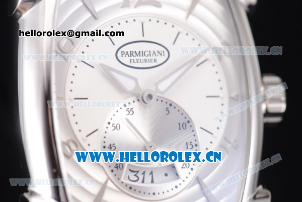 Parmigiani Kalpa Grande Clone Parmigiani PF331.01 Automatic Steel Case with White Dial Stick/Arabic Numeral Markers and Black Leather Strap - Click Image to Close