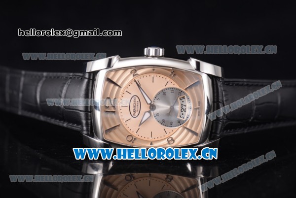 Parmigiani Kalpa Grande Clone Parmigiani PF331.01 Automatic Steel Case with Rose Gold Dial Stick/Arabic Numeral Markers and Black Leather Strap - Click Image to Close
