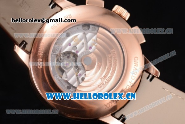 Girard Perregaux 1966 Dual Time Clone Girard Perregaux GP03300-0119 Automatic Rose Gold Case with Grey Dial Stick/Arabic Numeral Markers and Brown Leather Strap - Click Image to Close