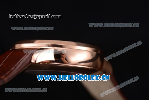 Girard Perregaux 1966 Dual Time Clone Girard Perregaux GP03300-0119 Automatic Rose Gold Case with White Dial Stick/Arabic Numeral Markers and Brown Leather Strap - Click Image to Close