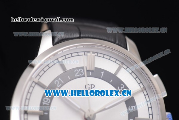 Girard Perregaux 1966 Dual Time Clone Girard Perregaux GP03300-0119 Automatic Steel Case with White Dial Stick/Arabic Numeral Markers and Black Leather Strap - Click Image to Close