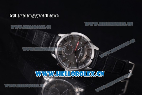 Girard Perregaux 1966 Dual Time Clone Girard Perregaux GP03300-0119 Automatic Steel Case with Grey Dial Stick/Arabic Numeral Markers and Black Leather Strap - Click Image to Close
