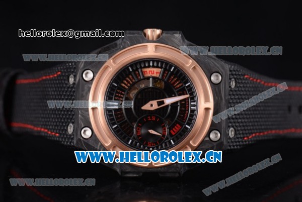 Linde Werdelin Spidolite II Tech Gold Swiss Valjoux 7750 Automatic Forge Carbon Case with Skeleton Dial Stick Markers and Black Leather Strap - Click Image to Close