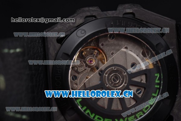 Linde Werdelin Spidolite II Tech Gold Swiss Valjoux 7750 Automatic Forge Carbon Case with Skeleton Dial Black Leather Strap and Stick Markers - Click Image to Close