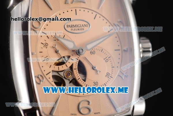 Parmigiani Kalpa Miyota 9015 Automatic Steel Case with Yellow Dial and Black Leather Strap Stick/Arabic Numeral Markers - Click Image to Close