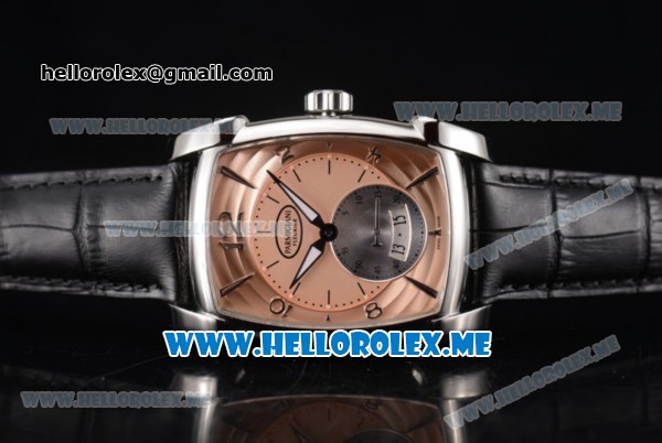 Parmigiani Kalpa Miyota 9015 Automatic Steel Case with Rose Gold Dial and Black Leather Strap Stick/Arabic Numeral Markers - Click Image to Close