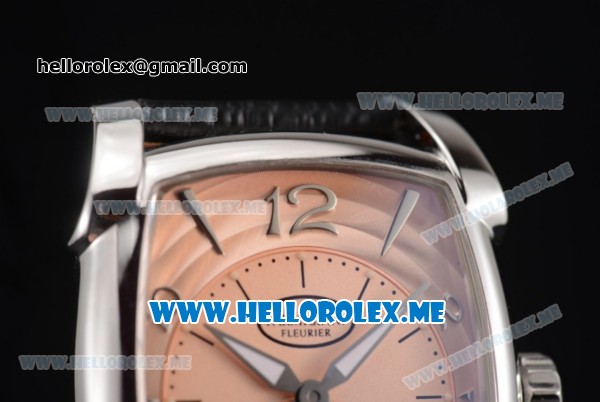 Parmigiani Kalpa Miyota 9015 Automatic Steel Case with Rose Gold Dial and Black Leather Strap Stick/Arabic Numeral Markers - Click Image to Close