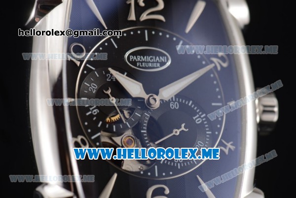 Parmigiani Kalpa Miyota 9015 Automatic Steel Case with Black Dial and Black Leather Strap Stick/Arabic Numeral Markers - Click Image to Close