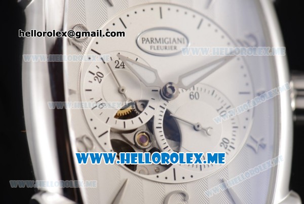 Parmigiani Kalpa Miyota 9015 Automatic Steel Case with White Dial and Black Leather Strap Stick/Arabic Numeral Markers - Click Image to Close