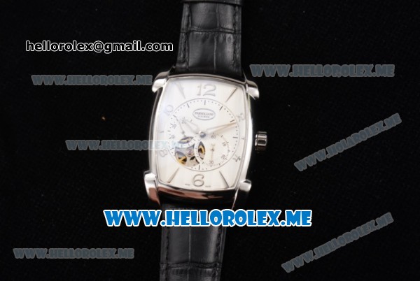 Parmigiani Kalpa Miyota 9015 Automatic Steel Case with White Dial and Black Leather Strap Stick/Arabic Numeral Markers - Click Image to Close