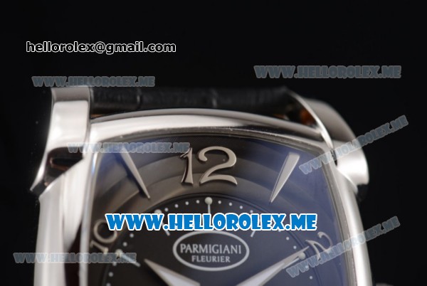 Parmigiani Kalpa Grande Miyota 9015 Automatic Steel Case with Black Dial and Black Leather Strap Stick/Arabic Numeral Markers - Click Image to Close