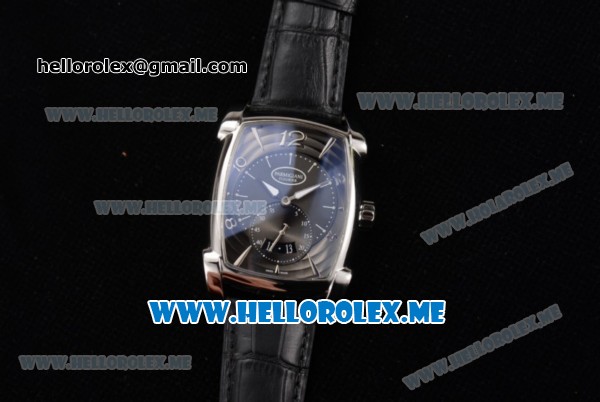 Parmigiani Kalpa Grande Miyota 9015 Automatic Steel Case with Black Dial and Black Leather Strap Stick/Arabic Numeral Markers - Click Image to Close