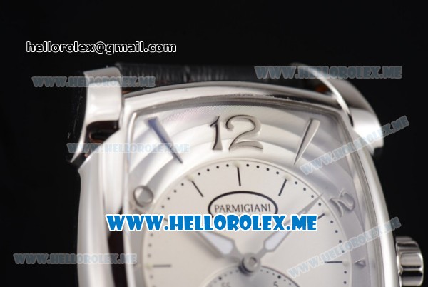 Parmigiani Kalpa Grande Miyota 9015 Automatic Steel Case with Silver Dial and Black Leather Strap Stick/Arabic Numeral Markers - Click Image to Close