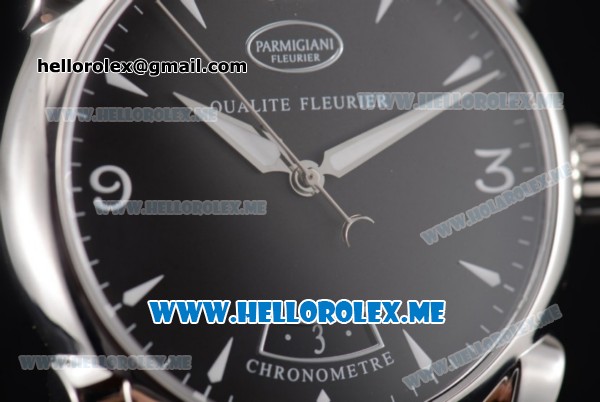 Parmigiani Tonda 39 QF Miyota 9015 Automatic Steel Case with Black Dial and Black Leather Strap Stick/Arabic Numeral Markers - Click Image to Close