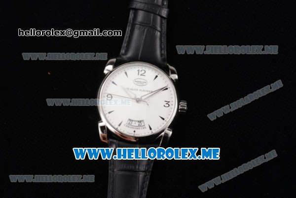 Parmigiani Tonda 39 QF Miyota 9015 Automatic Steel Case with White Dial and Black Leather Strap Stick/Arabic Numeral Markers - Click Image to Close