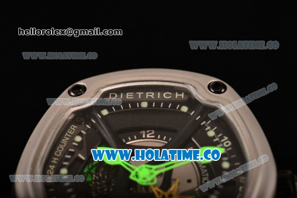 Dietrich OT-1 Miyota 82S7 Automatic PVD Case wtih Steel Bezel Four layered Dial and Black Leather Strap - Green Hands - Click Image to Close