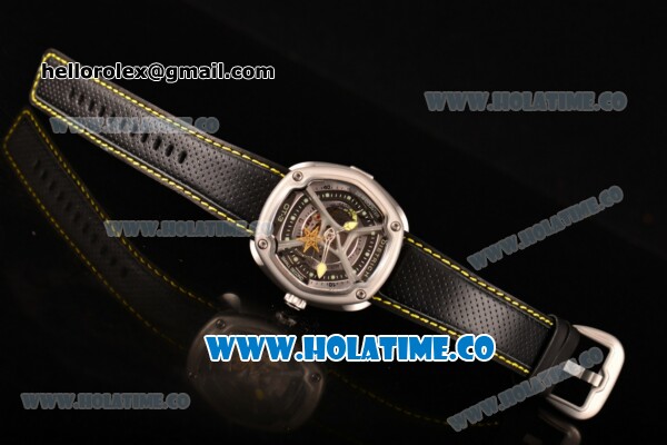 Dietrich OT-3 Miyota 82S7 Automatic Steel Case wtih Four layered Dial and Black Leather Strap - Yellow Hands - Click Image to Close