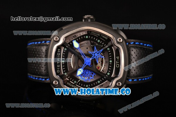 Dietrich OT-4 Miyota 82S7 Automatic PVD Case wtih Four layered Dial and Black Leather Strap - Blue Hands - Click Image to Close