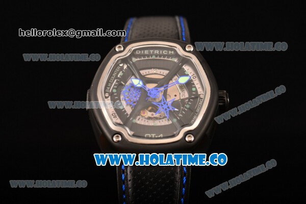 Dietrich OT-4 Miyota 82S7 Automatic PVD Case wtih Four layered Dial and Black Leather Strap - Blue Hands - Click Image to Close