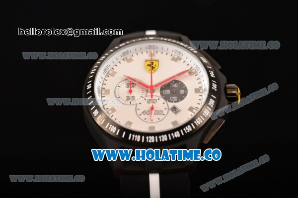 Scuderia Ferrari Lap Time Watch Chrono Miyota OS10 Quartz PVD Case with White Dial and Silver Markers - Click Image to Close
