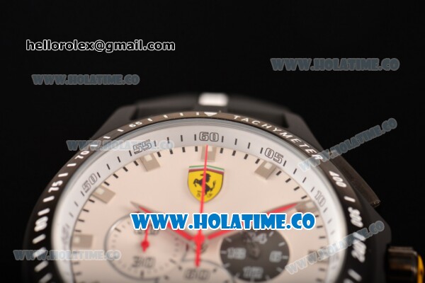 Scuderia Ferrari Lap Time Watch Chrono Miyota OS10 Quartz PVD Case with White Dial and Silver Markers - Click Image to Close