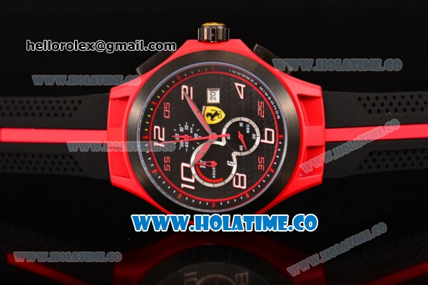Scuderia Ferrari Lap Time Watch Chrono Miyota OS10 Quartz Red PVD Case with Black Dial and White Arabic Numeral Markers - Click Image to Close