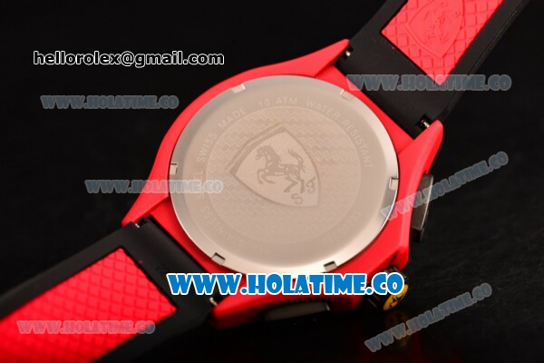 Ferrari Race Day Watch Chrono Miyota OS20 Quartz Red PVD Case with Black Dial and Silver Stick Markers - One Yellow Subdial - Click Image to Close